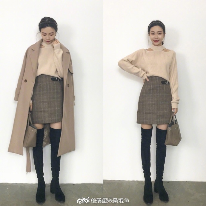 网络美女秋冬穿搭：一件单品多种穿衣搭配图片 6