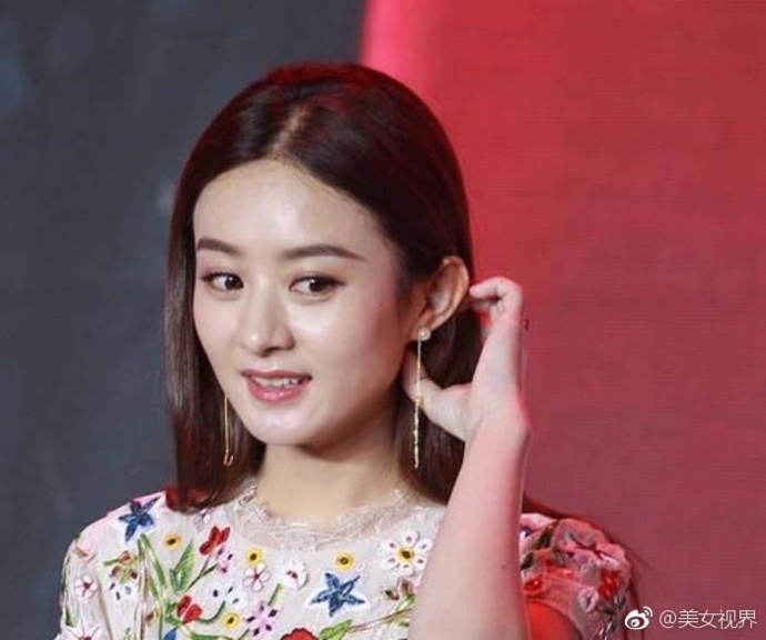 长发时河北美女明星赵丽颖碎花图片 4
