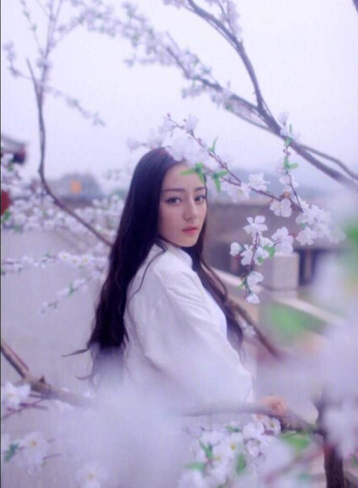 新疆美女明星迪丽热巴白色素衣古装写真 14