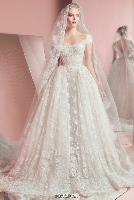 Zuhair Murad Spring 2016优雅的粉色少女心婚纱图片