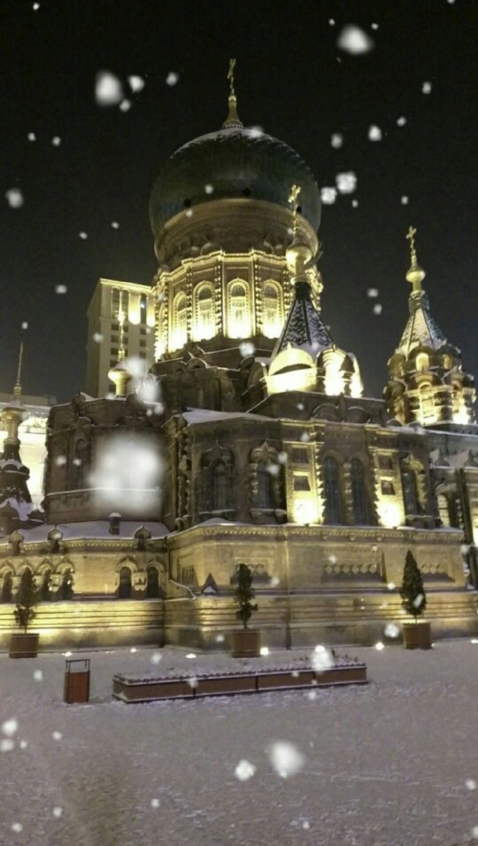 哈尔滨索菲亚教堂一下雪简直就像一座梦幻古堡 8
