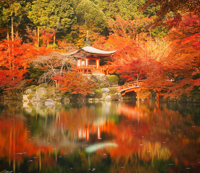 日本京都醍醐寺的秋枫风景图片 3