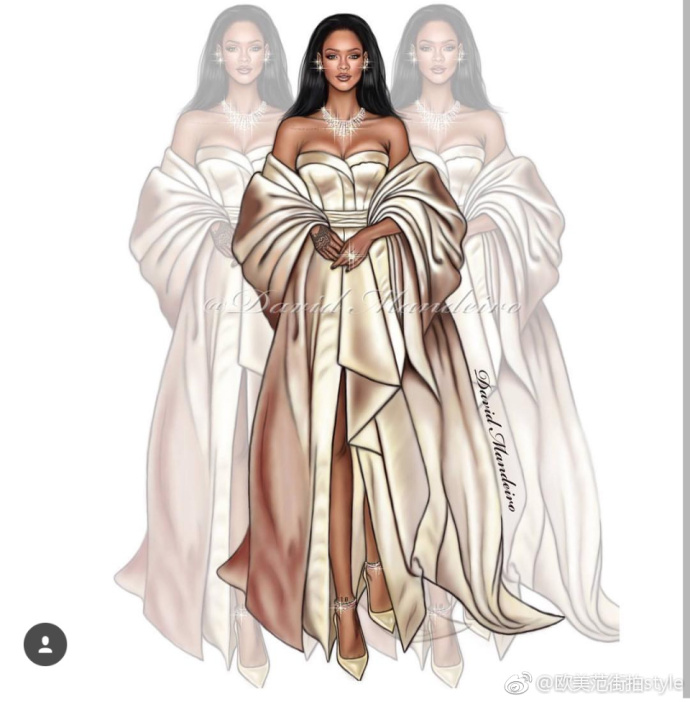 欧美美女明星Rihanna蕾哈娜日婆时尚插画手绘图片 3
