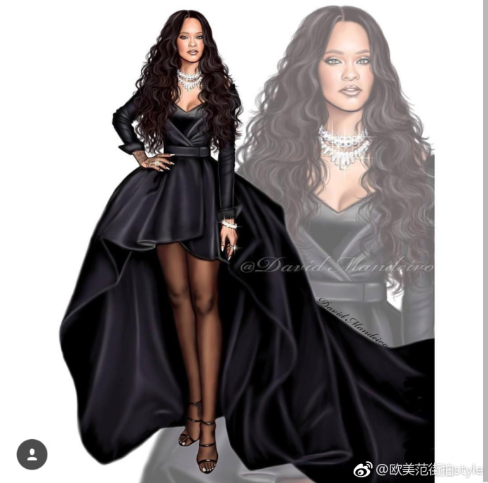 欧美美女明星Rihanna蕾哈娜日婆时尚插画手绘图片 5