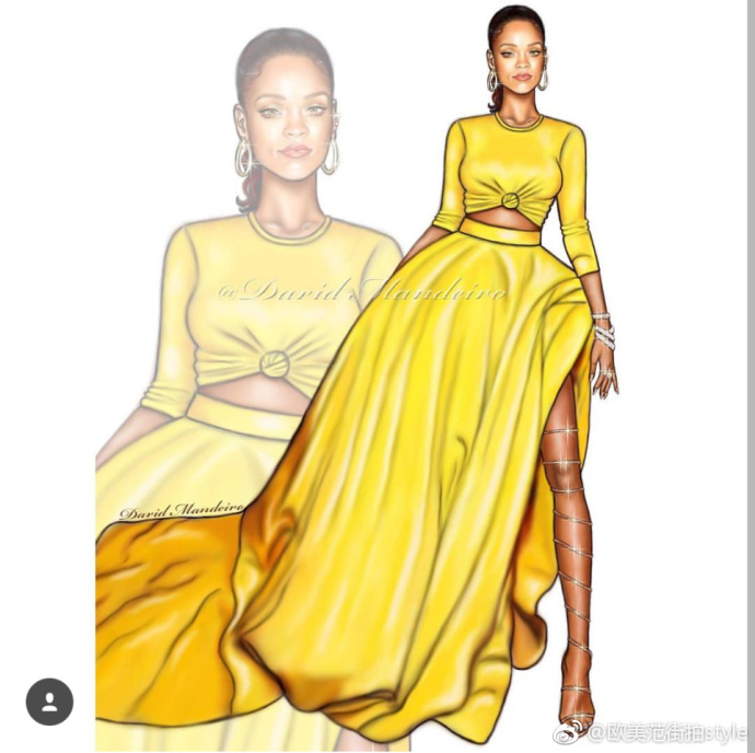 欧美美女明星Rihanna蕾哈娜日婆时尚插画手绘图片 6
