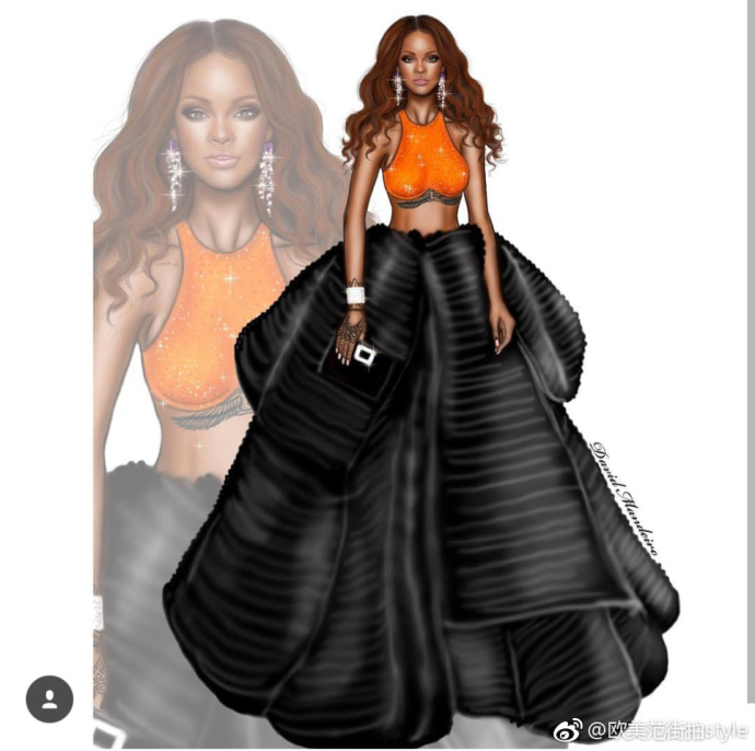 欧美美女明星Rihanna蕾哈娜日婆时尚插画手绘图片 7