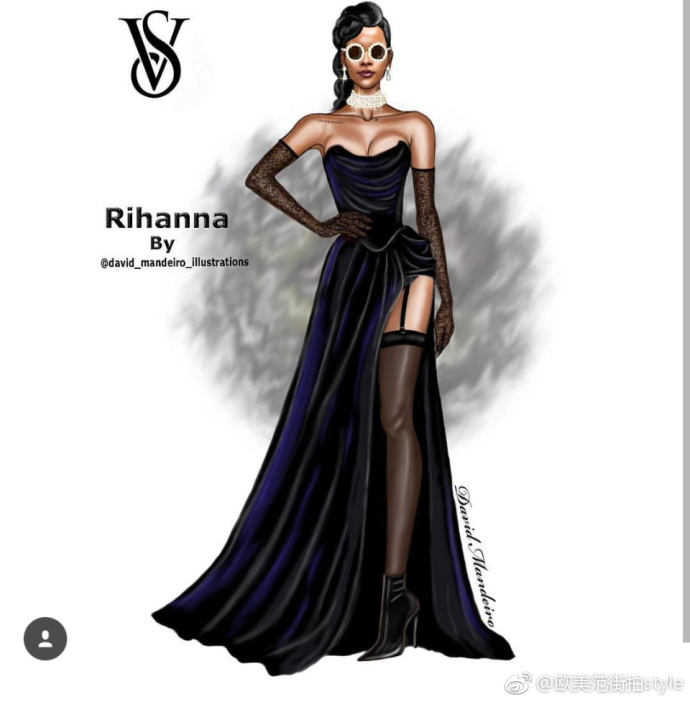 欧美美女明星Rihanna蕾哈娜日婆时尚插画手绘图片 9