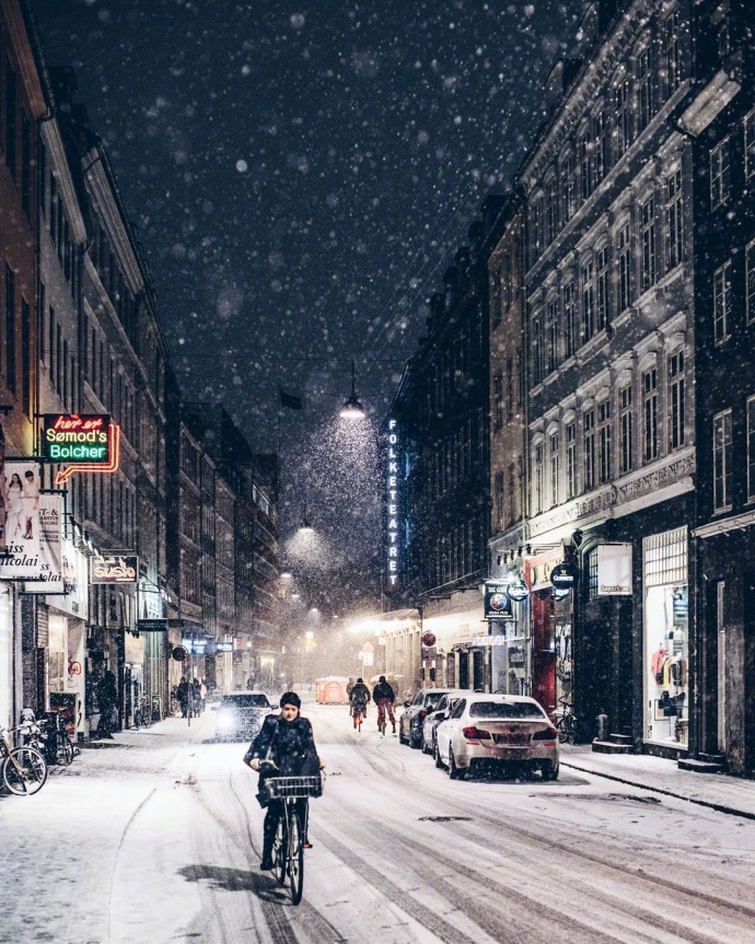 雪中的哥本哈根风景图片