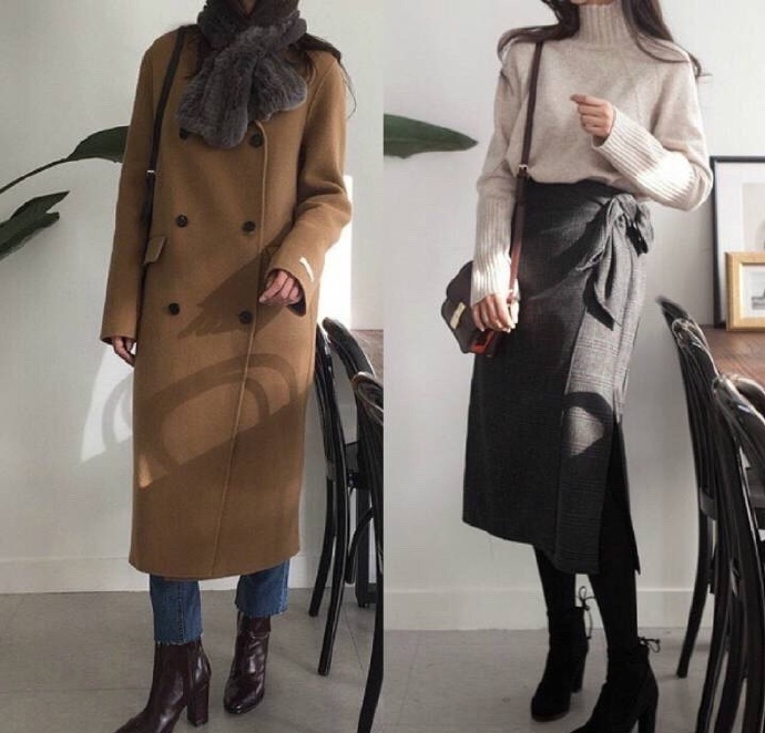 纯色系单品干净气质美女穿衣搭配look