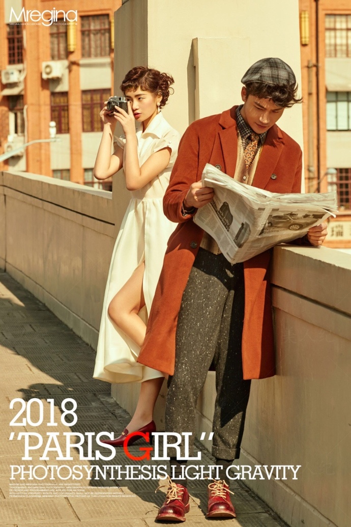 新婚夫妻复古婚纱图片 2