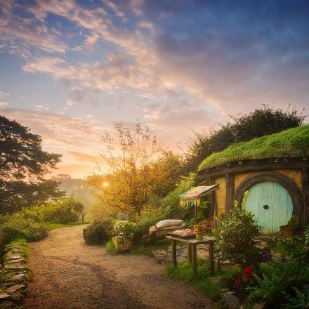 新西兰Hobbiton的玛塔玛塔小镇风景图片