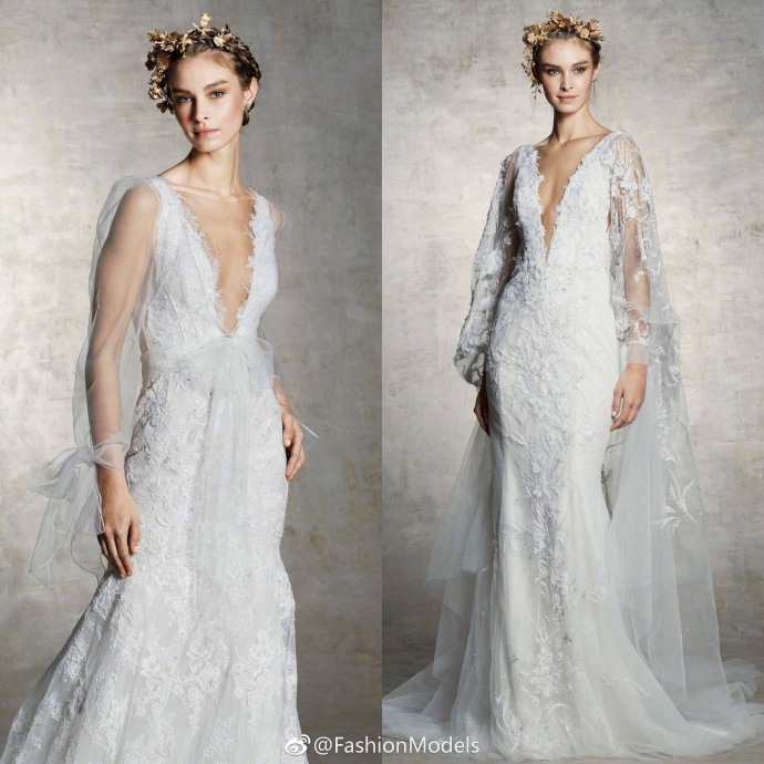 Marchesa Bridal Spring 2019婚纱礼服轻盈梦幻图片 3