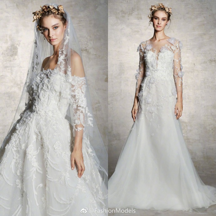Marchesa Bridal Spring 2019婚纱礼服轻盈梦幻图片 5