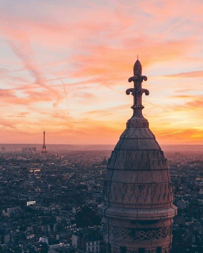 夕阳下的巴黎唯美风景图片 2