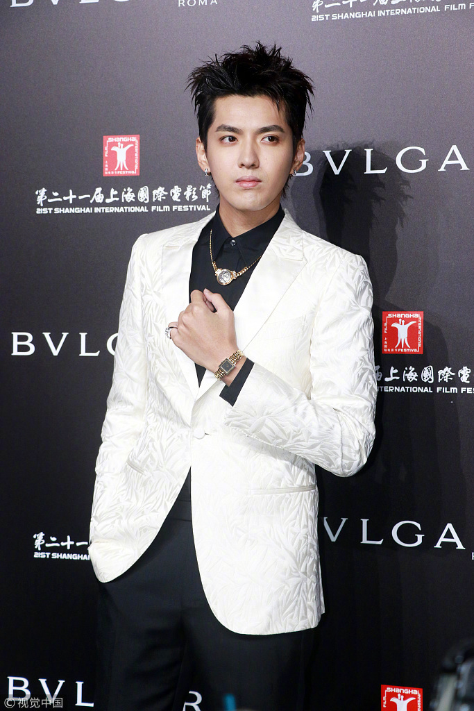 上海电影节小鲜肉男明星吴亦凡黑白配帅气写真 8