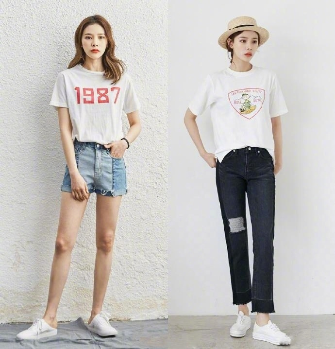高个子女生简约的夏末初秋基础款穿搭参考