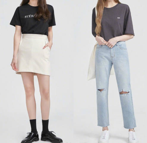 高挑女孩的学生穿搭look参考