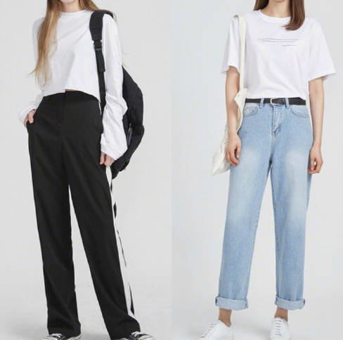 高挑女孩的学生穿搭look参考 2