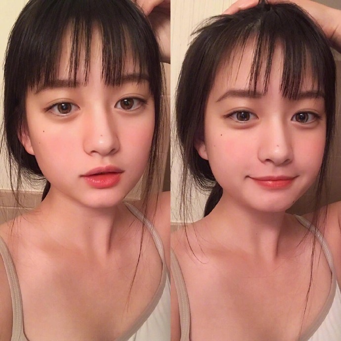 齐刘海发型图片_齐刘海女孩可软萌可暗黑的自拍 7