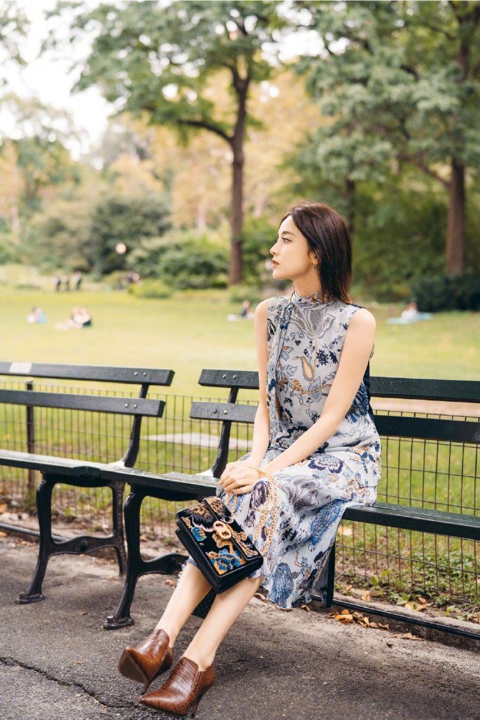 新疆美女明星古力娜扎恬静温柔纽约中央公园街 5