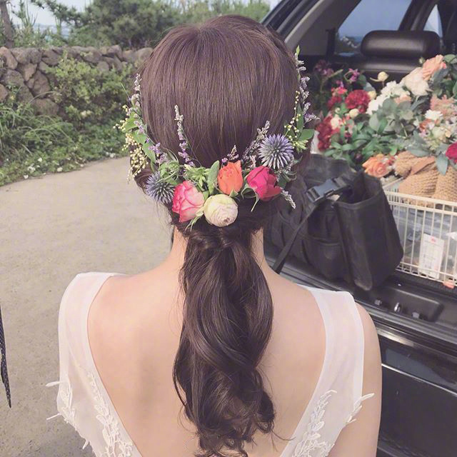 好美的花朵编发为以后的艺术照婚纱照留着吧 4