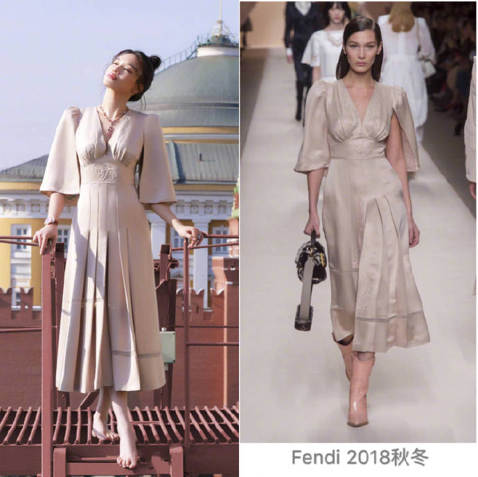 台湾女神舒淇fendi2018秋冬连衣裙出席莫斯科珠宝 2