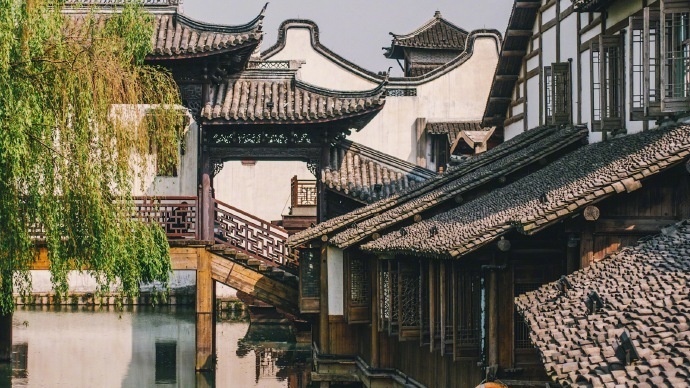 没有很多人的乌镇风景图片