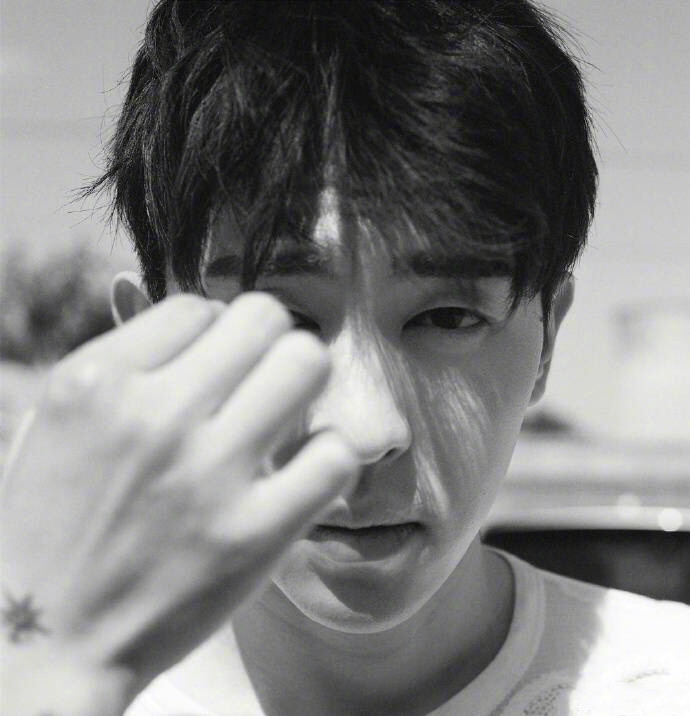 中国男明星邓伦黑白大头照图片 4