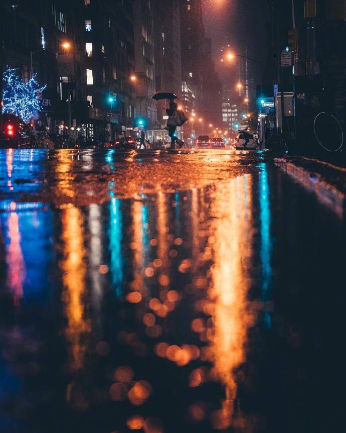 大雪纷飞的城市夜景图片 3