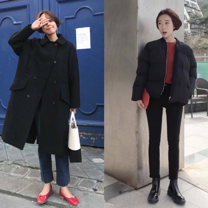 气质短发美女小姐姐初冬率性穿搭