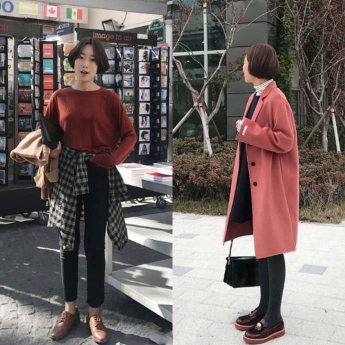 气质短发美女小姐姐初冬率性穿搭 6
