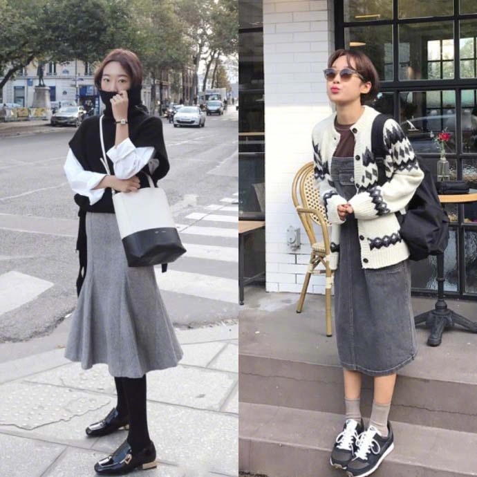 气质短发美女小姐姐初冬率性穿搭 8