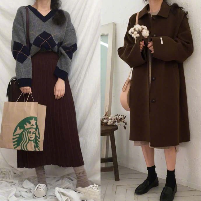 小个子女生棕红色系冬季穿搭参考 2