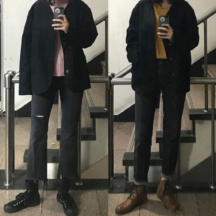 学生党休闲简约深色系日常十足的减龄耐看 8