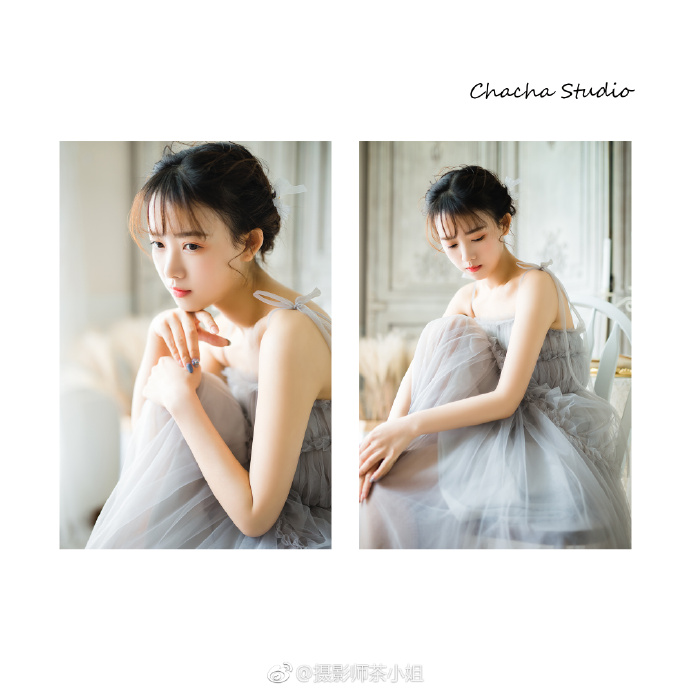 清纯美女灰色纱裙小清新图片 9