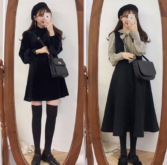 年轻女孩小女人气质的复古穿搭图片 2