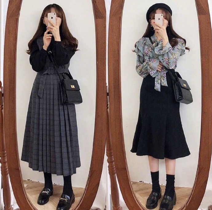 年轻女孩小女人气质的复古穿搭图片 7