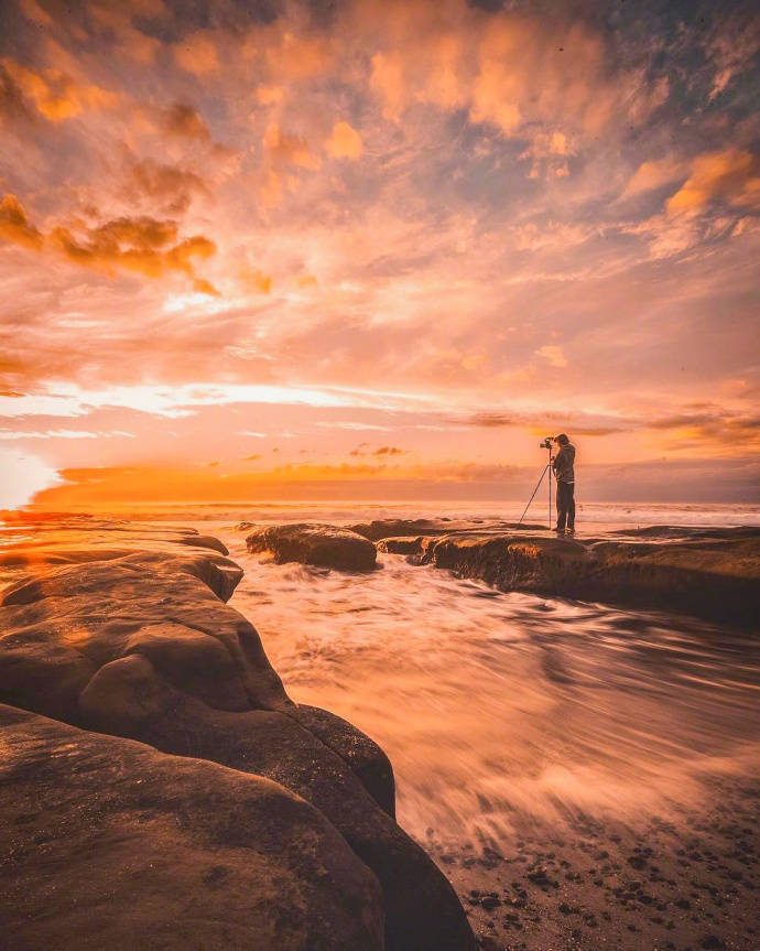 唯美大海边夕阳图片 8
