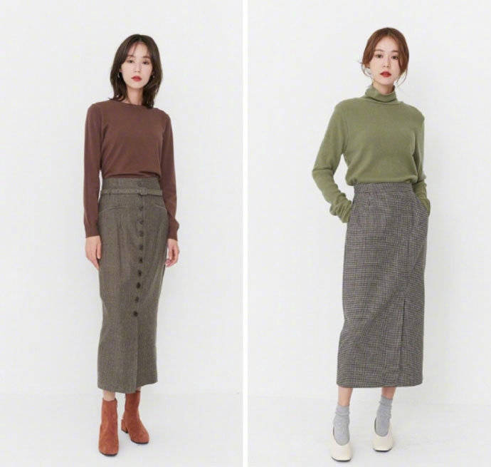 半身裙搭配_上班族气质春季服装搭配图片