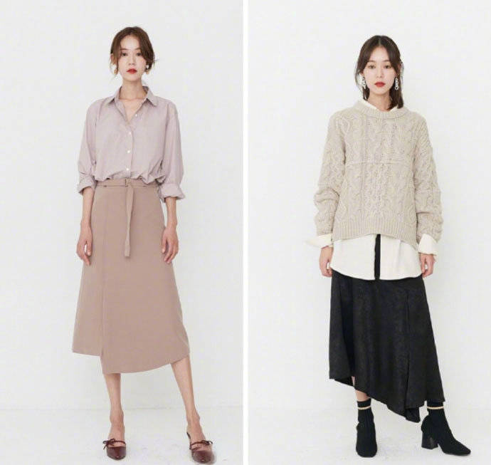 半身裙搭配_上班族气质春季服装搭配图片 5