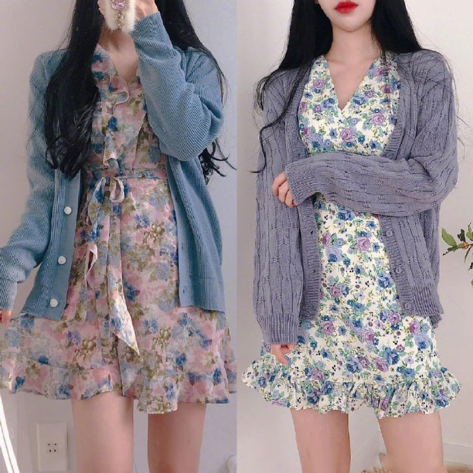 阳光美女图片 适合春天的碎花裙搭配图片