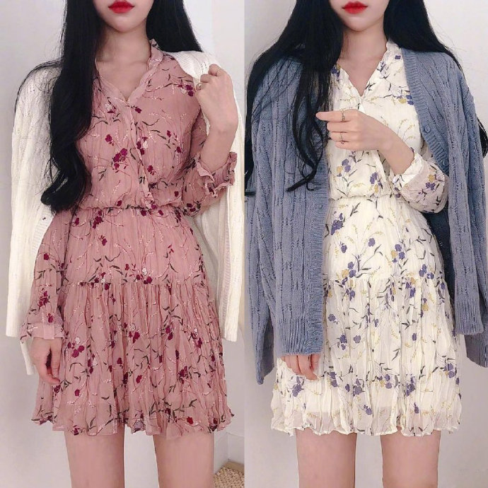 阳光美女图片 适合春天的碎花裙搭配图片 2