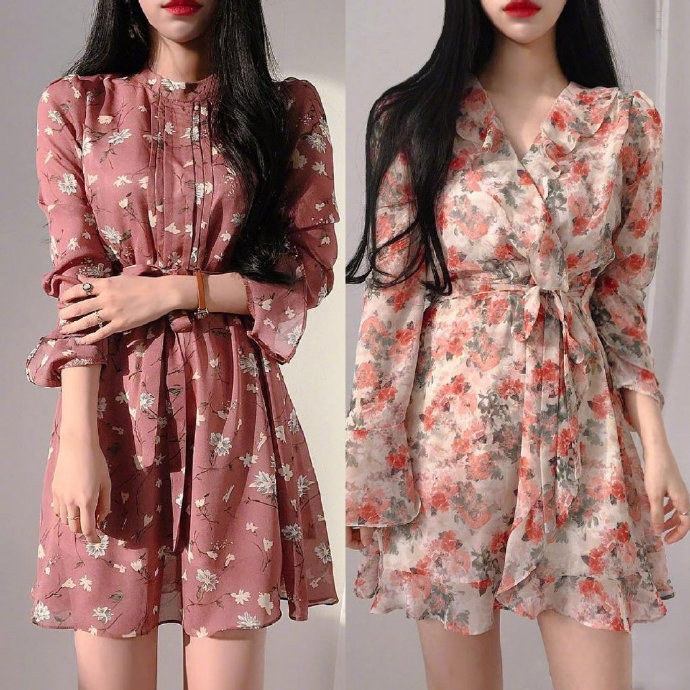阳光美女图片 适合春天的碎花裙搭配图片 4