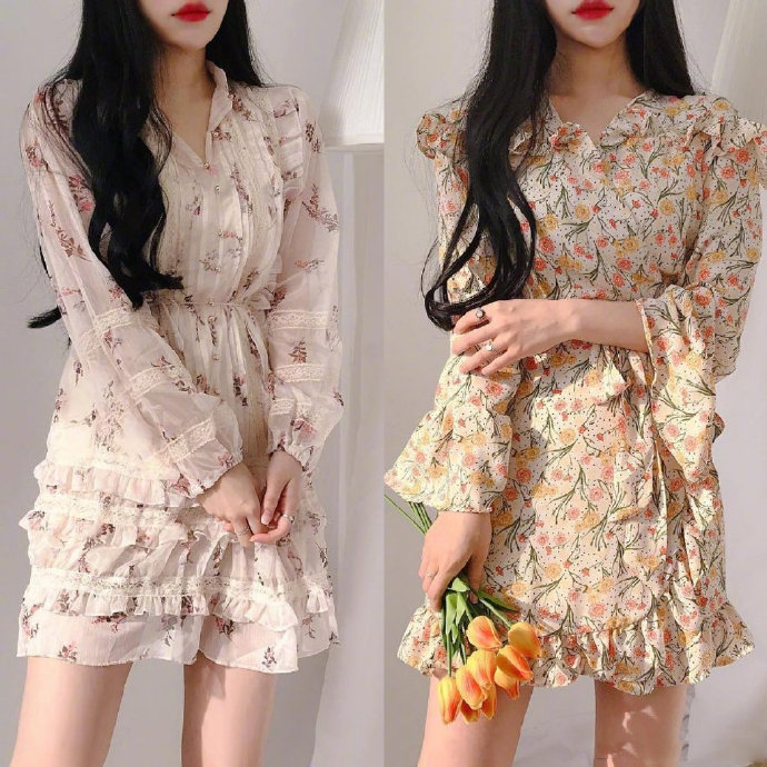 阳光美女图片 适合春天的碎花裙搭配图片 5