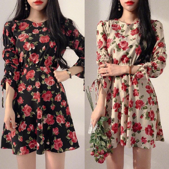 阳光美女图片 适合春天的碎花裙搭配图片 9