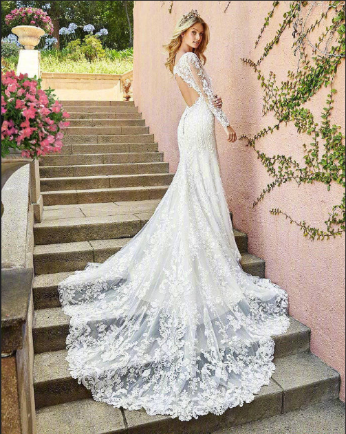 漂亮的露背婚纱图片 10