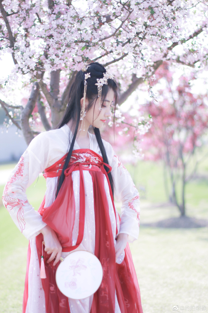 桃花树下的古装美女图片 4