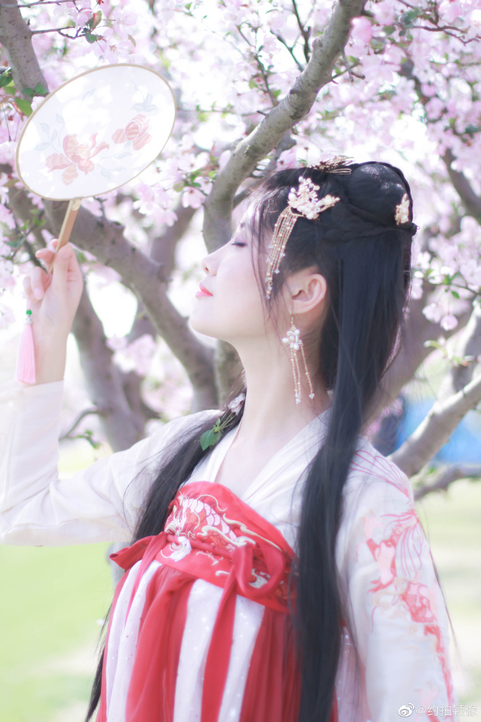 桃花树下的古装美女图片 6
