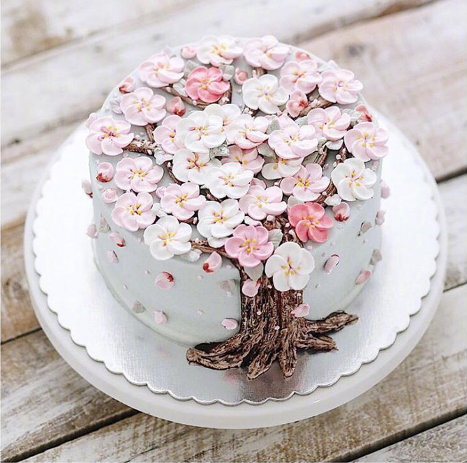 唯美的鲜花生日蛋糕图片