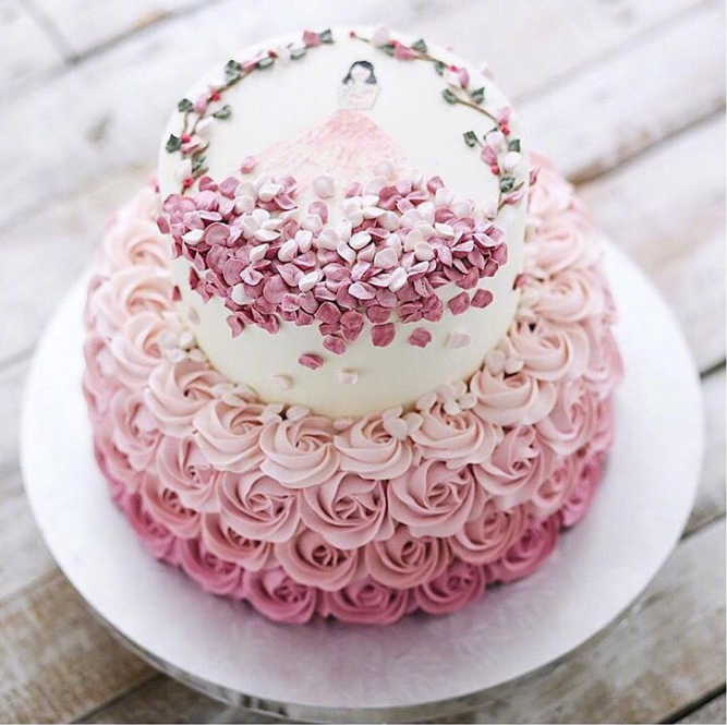 唯美的鲜花生日蛋糕图片 2